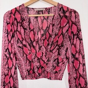 Pink and Black sheer Snake Print Blouse